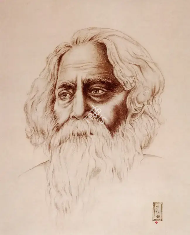 Pratima Tagore (Artist), Portrait of Rabindranath Tagore, Drawing