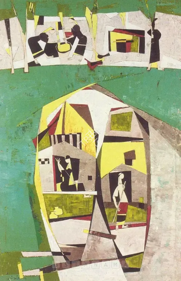 G.R. Santosh (Artist), Boat Women In Kashmir, 1958, Painting