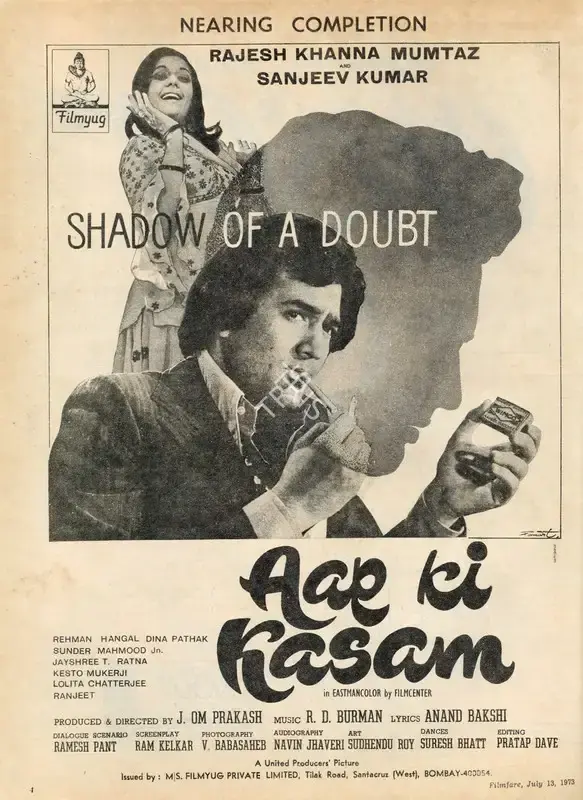 J.Om Prakash (Producer), Aap Ki Kasam, 1974, Advertisement
