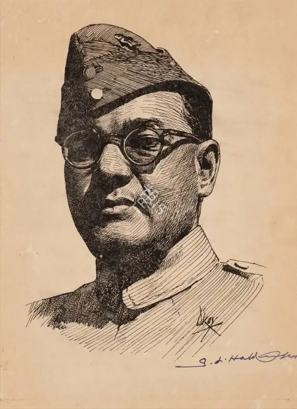 S.L. Haldankar (Artist), Portrait of Netaji Subhash Chandra Bose, Painting