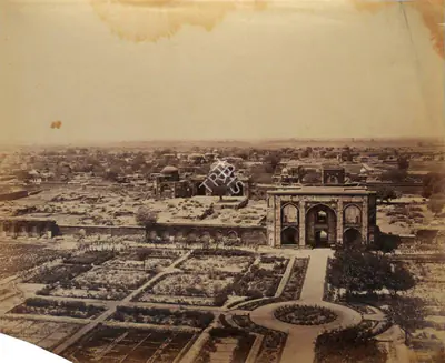 Samuel Bourne (Photographer), View from the top of Humaioon's Tomb, showing the Ruins and Tombs of old Delhi, 1865, Antiquarian Photograph