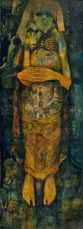 Bhattacharjee, Bikash (Artist). Resuscitative Mythic Man, 1967 | Painting, AG.Onl/28.12.22, 2022 · Asta Guru