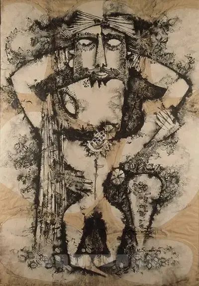 M. Senathipathi (Artist), Lovers, 1981, Painting