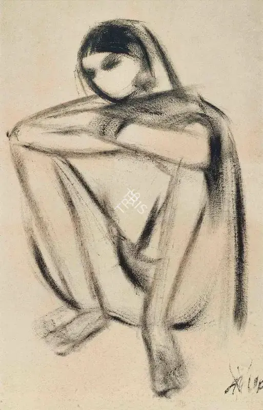 N.S. Bendre (Artist), Seated Lady, 1978, Painting