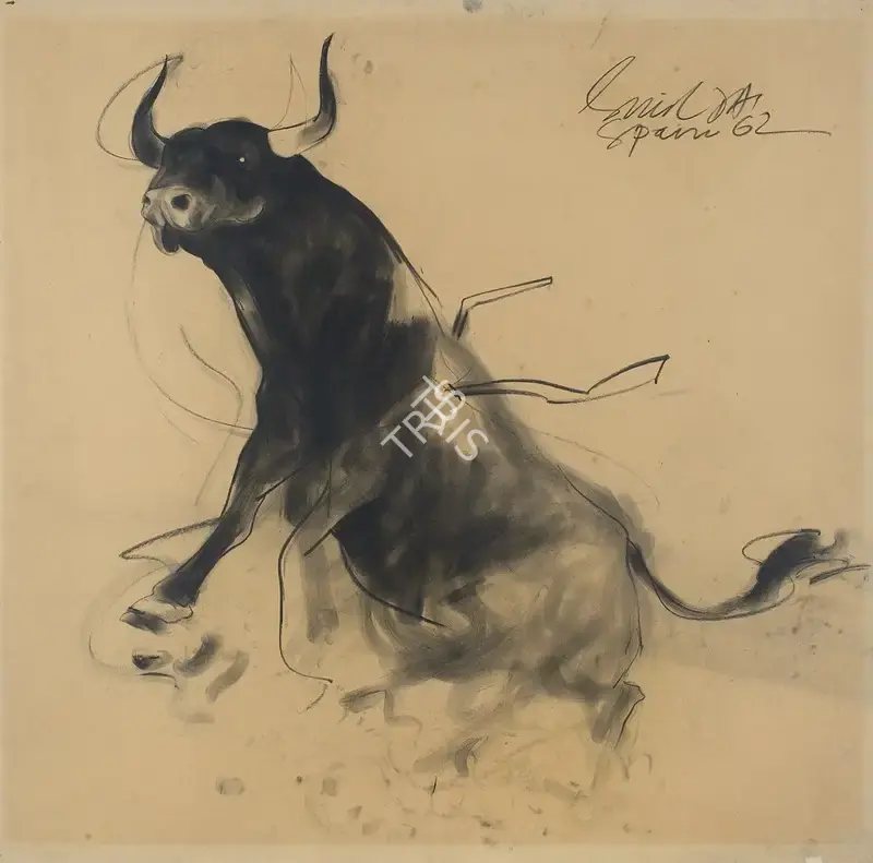 Das, Sunil (Artist). Untitled (Bull), 1962 | Drawing, DAG.Del/21.08.16, 2016 · DAG