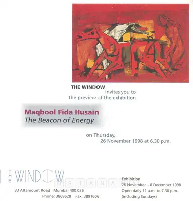 M.F. Husain (Artist), Maqbool Fida Husain, 1998, Solo Exhibition Invitation