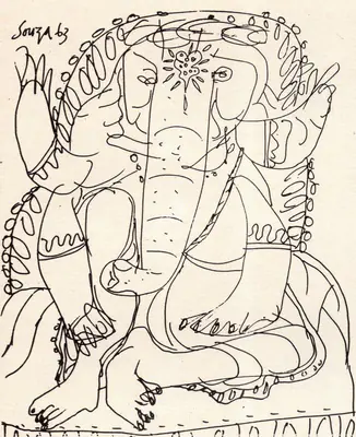 F.N. Souza (Artist), Ganesh, 1963, Drawing