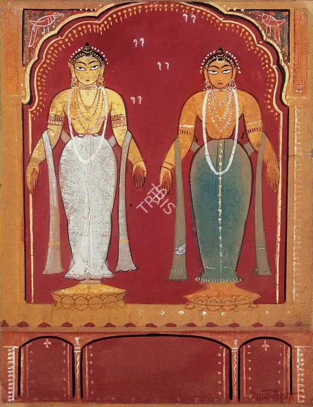 Jamini Roy (Artist), Attributed as Vishnu & Laxmi, 1926, Painting