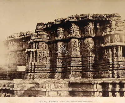 Andrew Charles Brisbane Neill (Photographer), Hullabeed. The Great Temple. North-west Front of Northern Vimana, 1856, Antiquarian Photograph