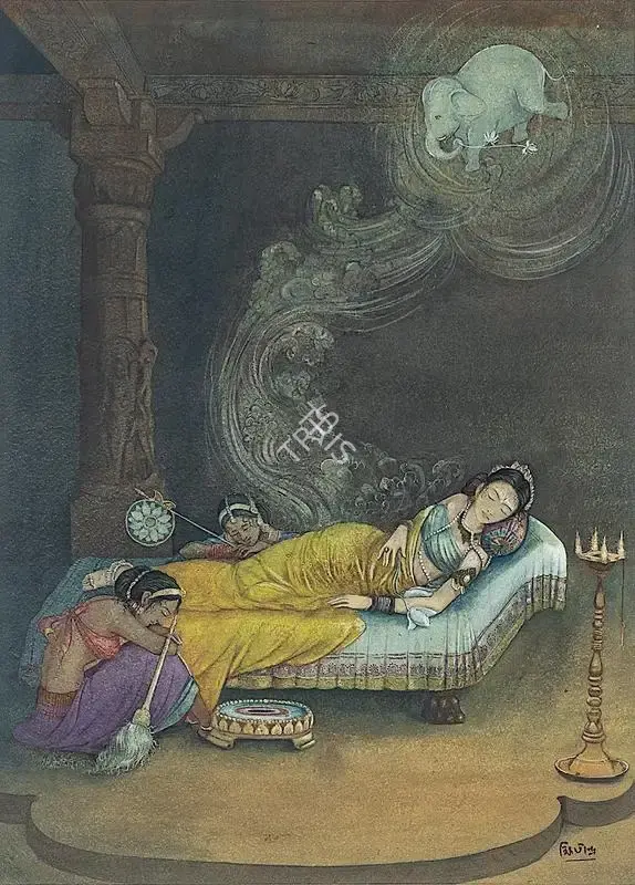 Majumdar, Kshitindranath (Artist). Queen Mayadevi's Dream, n.d. | Painting, De.Onl/30.07.22, 2022 · DeRivaz & Ives