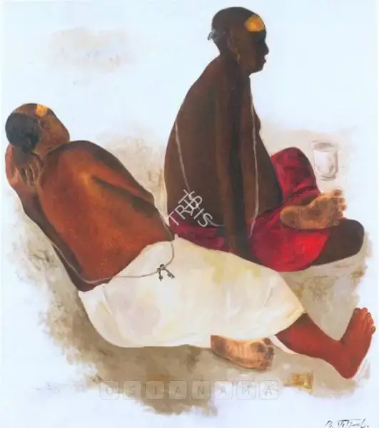B. Vithal (Artist), Seated Brahmins, Painting