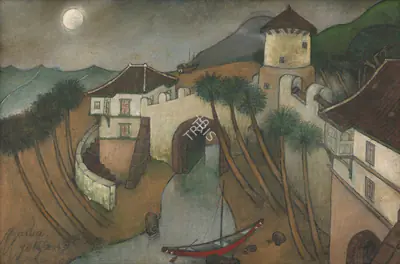 A.A. Raiba (Artist), Moonlit Night, 2005, Painting