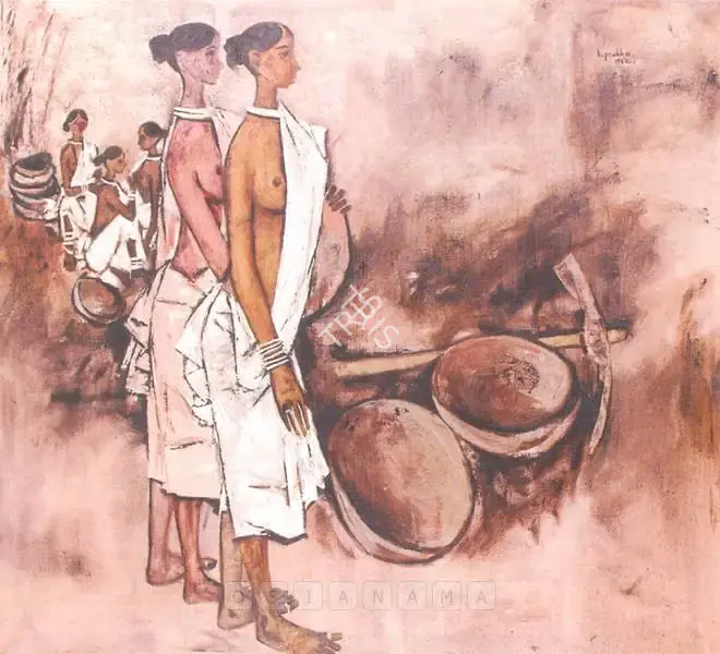 B. Prabha (Artist), Workers, 1962, Painting