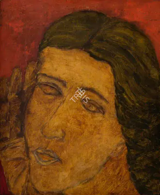 Shamshad Husain (Artist), Head, 1986, Painting