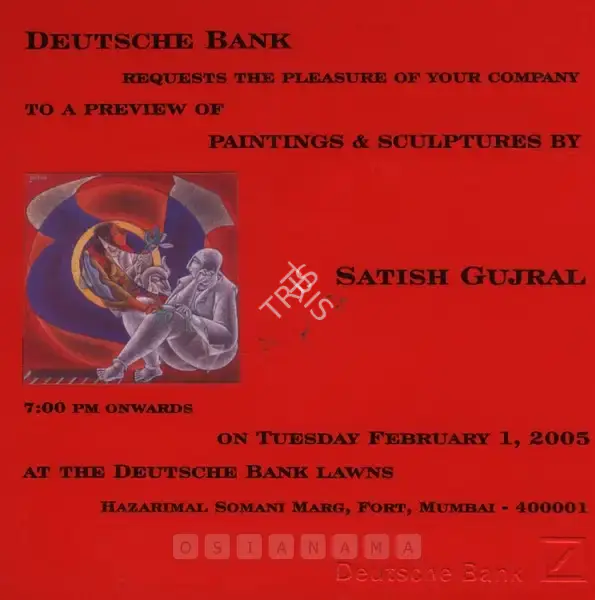 Satish Gujral (Artist), Paintings & Sculptures by Satish Gujral, 2005, Solo Exhibition Invitation