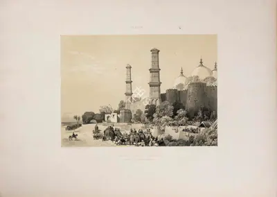 J.D. Hardinge (Lithographer), Entry of the Maharajah Dhulip sing into Lahore, 1847, Lithograph