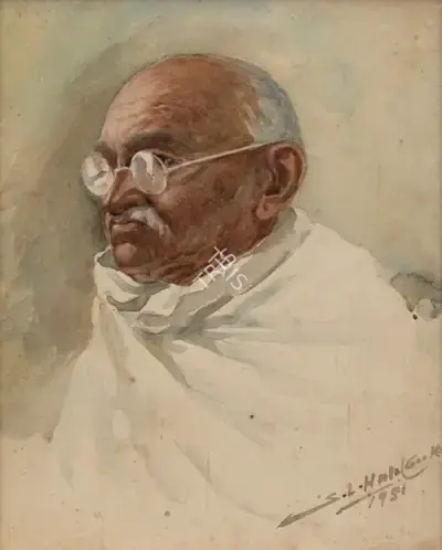 S.L. Haldankar (Artist), Untitled (Portrait of Mahatma Gandhi), 1951, Painting