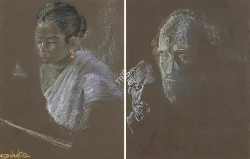 Bikash Bhattacharjee (Artist), Untitled (Lady), 1962, Painting