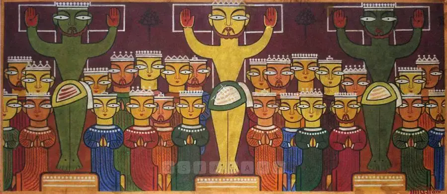 Jamini Roy (Artist), Crucifixion Of Christ, 1944, Painting