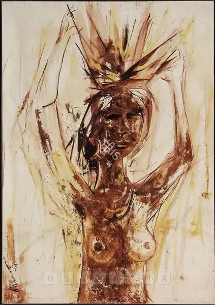 Krishen Khanna (Artist), Tribal Woman, 1958, Painting