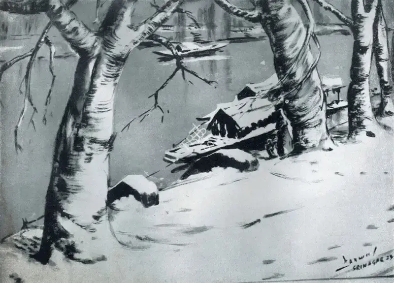 Kanwal Krishna (Artist), Winter in Kashmir, Painting