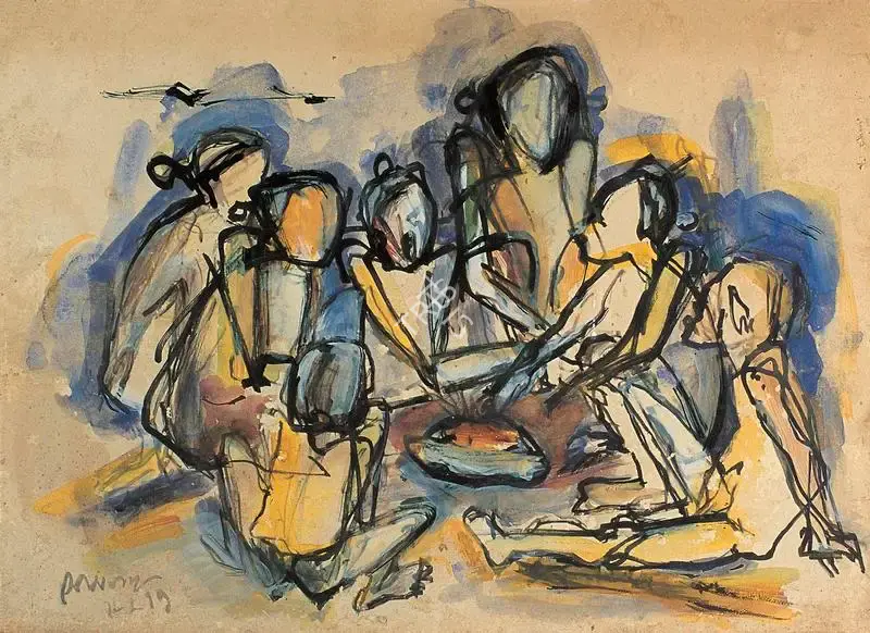 Hore, Somnath (Artist). Family, 1977 | Painting, Os.Mum/24.02.01, 1977