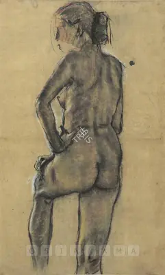 Bikash Bhattacharjee (Artist), Nude, 1961, Drawing