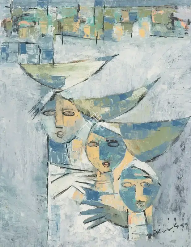 G.R. Santosh (Artist), Untitled (Three Women), 1959, Painting
