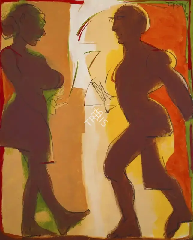 Das, Jatin (Artist). Man-Woman in Terra Red, 2009 | Painting, 2025 · Asta Guru