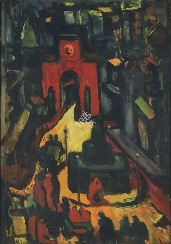 Gade, H.A. (Artist). Red Door, n.d. | Painting, Pu.Mum/25.09.25, 2025 · Pundole