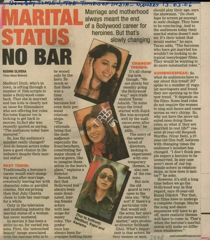 Roshni Olivera (Reporter), Marital Status no bar, 2006, Newspaper Clipping