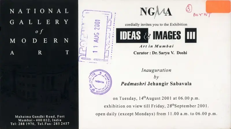 Saryu Doshi (Curator), Ideas & Images III, 2001, Group Exhibition Invitation