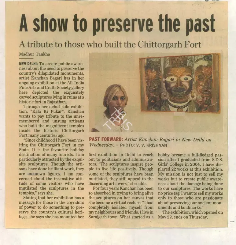 Madhur Tankha (Reporter), A Show to Preserve the Past, 2009, Newspaper Clipping