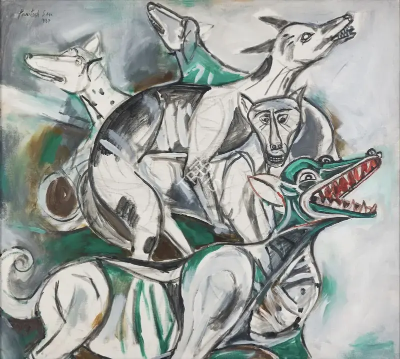 Paritosh Sen (Artist), Nobody's Dogs, 1987, Painting