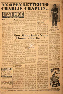 Khwaja Ahmad Abbas (Columnist), An Open Letter to Charlie Chaplin…, 1952, Essay