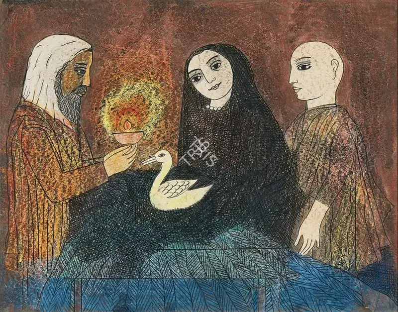Badri Narayan (Artist), Homage to the Hamsa, 1991, Painting