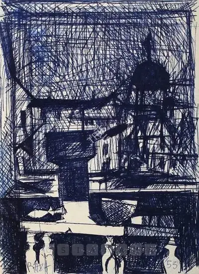 S.H. Raza (Artist), Untitled, 1953, Drawing