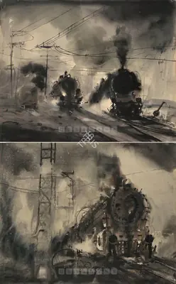 Pradip Maitra (Artist), Locomotive Series, 1986, Painting