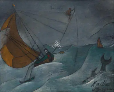 A.A. Raiba (Artist), Shark Hunting, 2005, Painting
