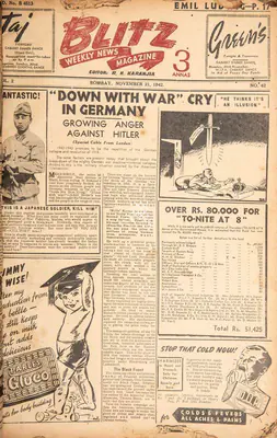 R.K. Karanjia (Editor), Blitz, 1942, Magazine