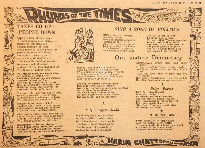 Harindranath Chattopadhyay (Poet), Taxes Go Up - People Down, 1969, Poem