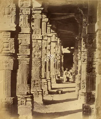 Felice Beato (Photographer), Interior of a Hindoo Temple in the Kootub, Delhi, 1858, Antiquarian Photograph