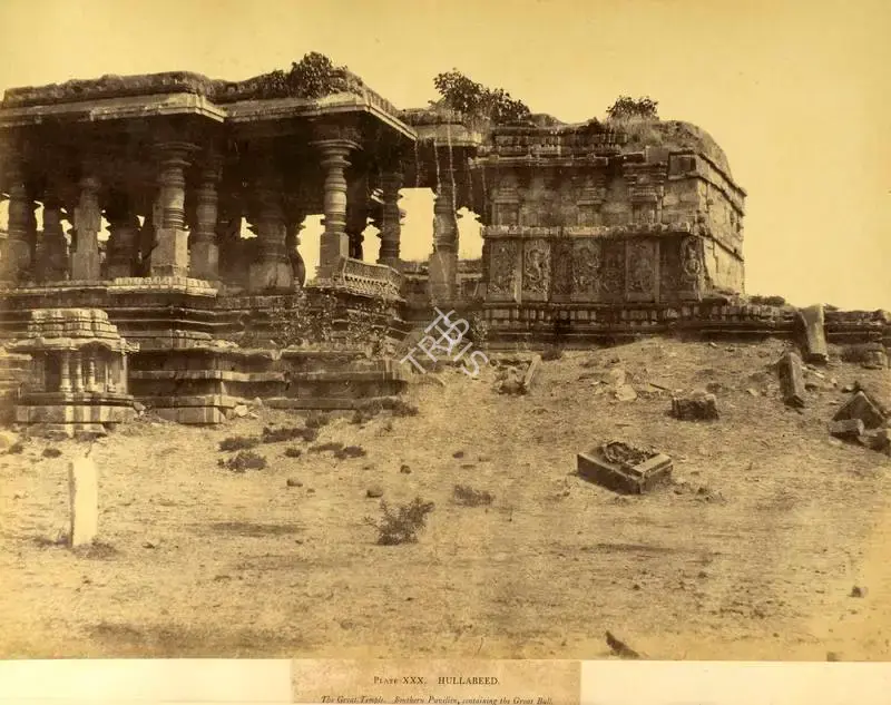 William Henry Pigou (Photographer), Hullabeed. The Great Temple. Southern Pavilion, containing the Great Bull, Antiquarian Photograph