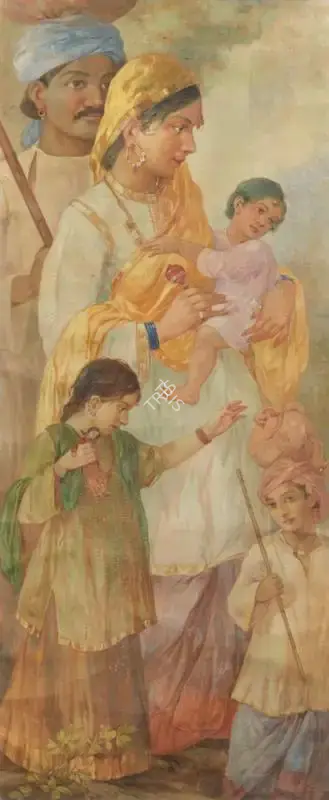 Ustad Allah Bukhsh (Artist), Untitled (Family Scene), Painting