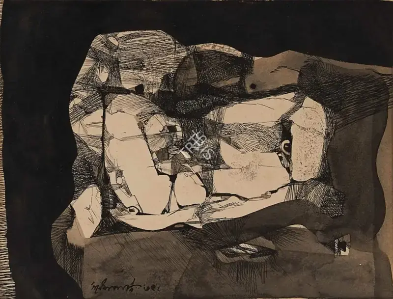 Ganesh Pyne (Artist), Untitled (Abstract), 1979, Drawing