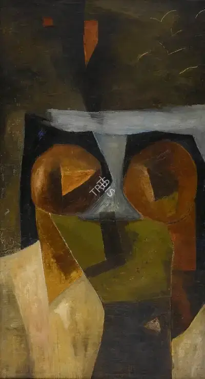 Ramkumar (Artist), Two Figures, 1955, Painting