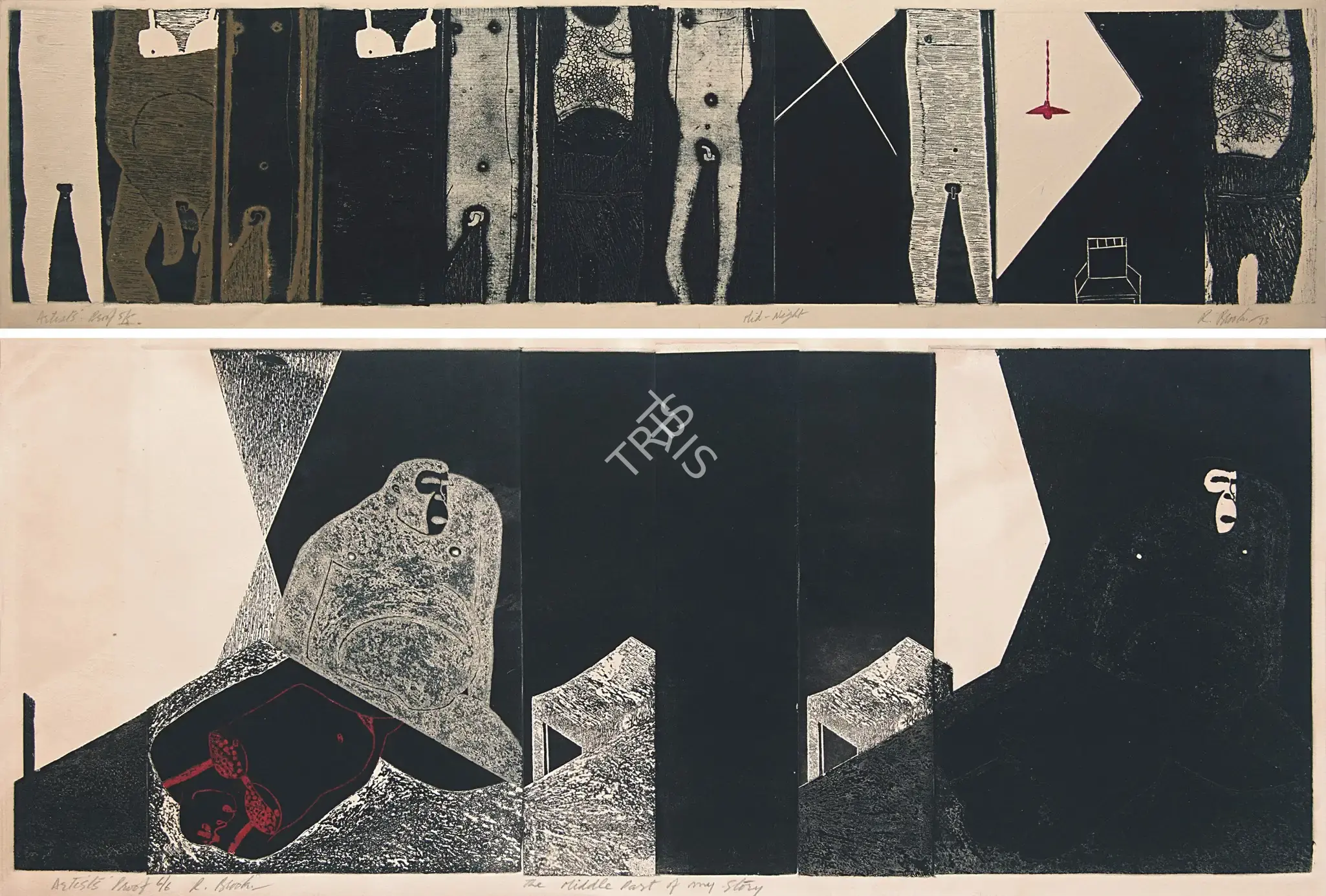 Rameshwar Broota (Artist), Mid-Night, 1973, Graphic Art
