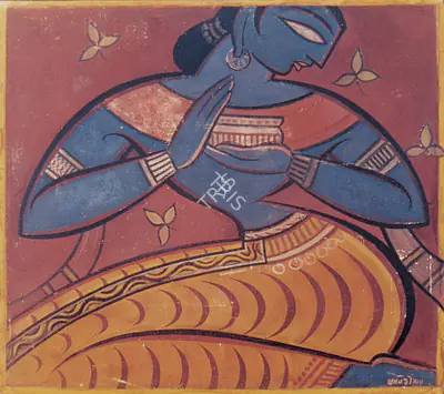 Jamini Roy (Artist), Gopini with Offering, 1931, Painting