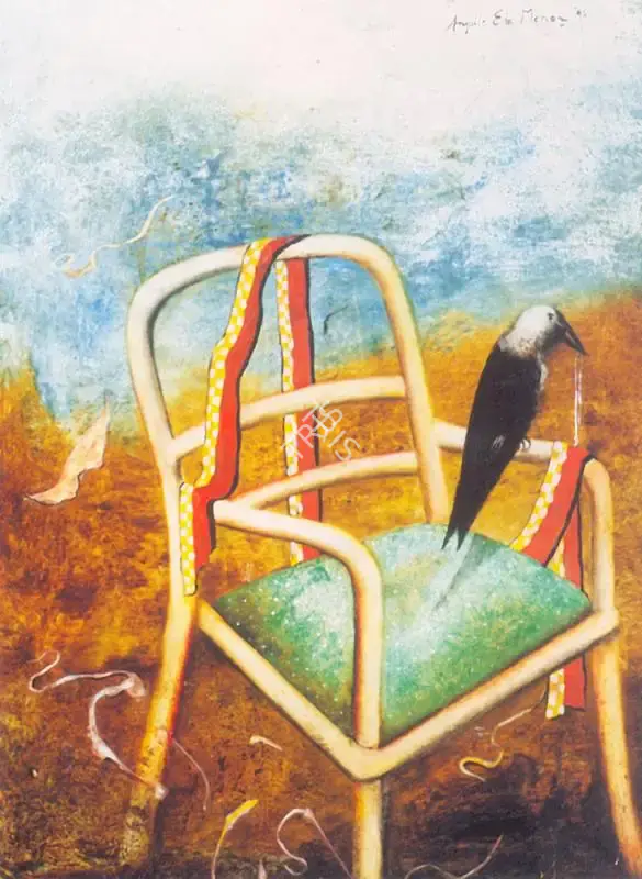 Anjolie Ela Menon (Artist), Crow on Chair, 1995, Painting