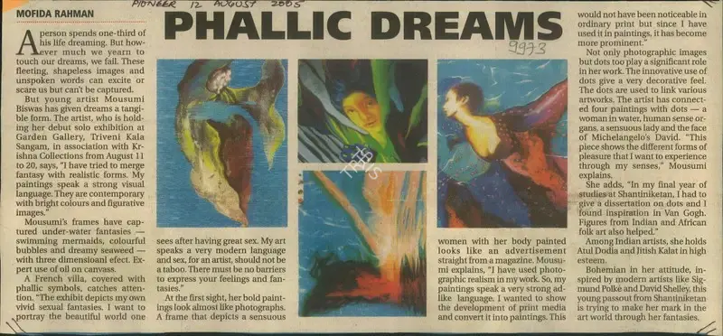 Mofida Rahman (Reporter), Phallic Dreams, 2005, Newspaper Clipping